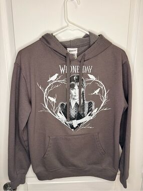 Wednesday Graphic Hoodie - Charcoal Pullover, Women's small